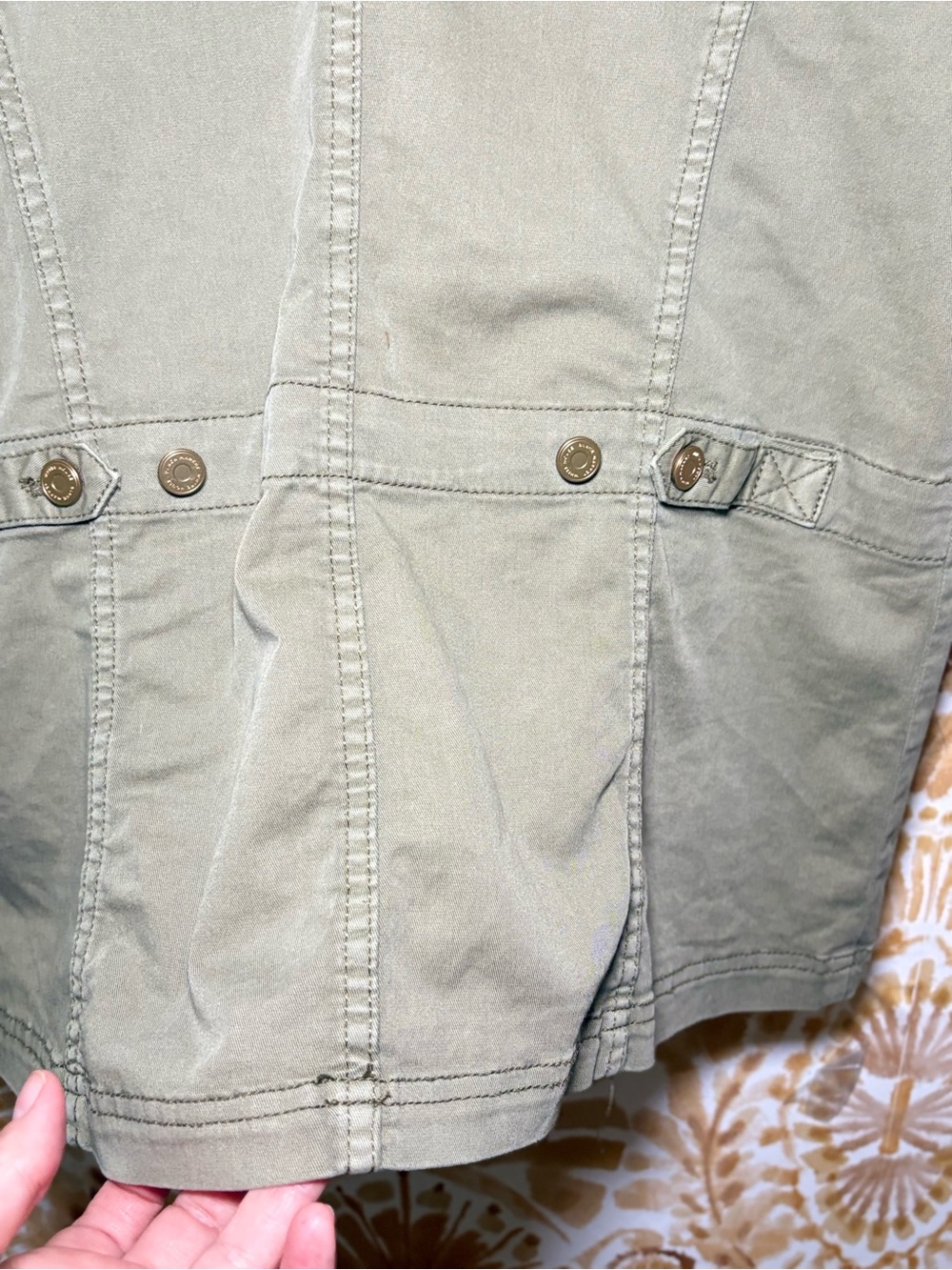 White House Black Market Olive Green Studded Utility Jacket | Military Style - Picture 10 of 14
